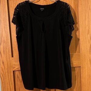 Torrid Black top with Lace sleeves